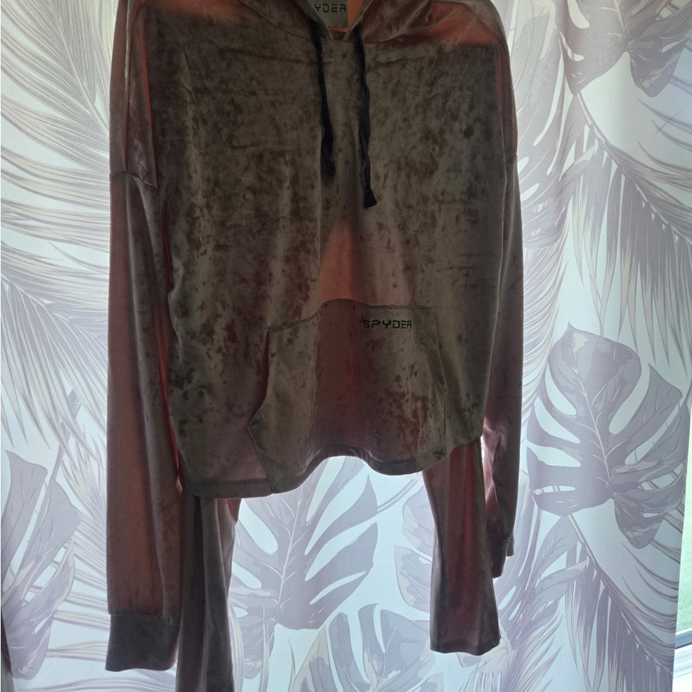 Spyder Velour Hoodie and matching lounge pants in Soft Pink